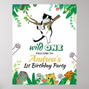 Vild 1:a födelsedagsinbjudan i Kattunge Kitten 1:a Poster