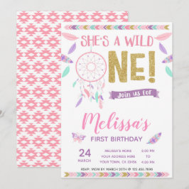 Vild 1:a födelsedagsinbjudan inbjudningar