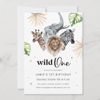 Vild 1:a födelsedagsinbjudan, Safari Jungle in Inbjudningar