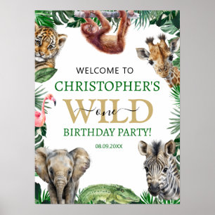 Vild 1:a Jungle Safari-födelsedag Poster