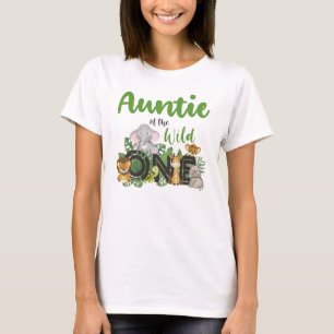 Vild 1 Auntie Jungle Safari Birthday-familjen T Shirt