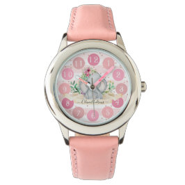 Vild 1 - Baby Elephant and Flowers Cute Girl Armbandsur
