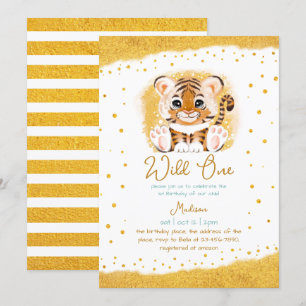 Vild 1 Baby Tiger Child Cute First Birday Inbjudningar