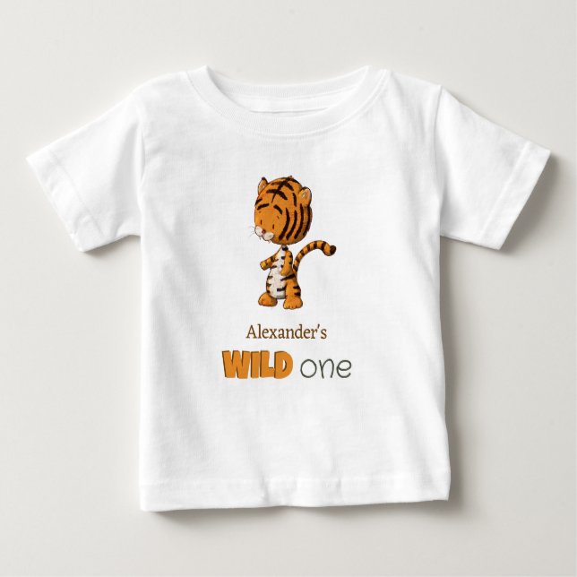 Vild 1 Baby Tiger Safari första födelsedag T Shirt (Framsida)