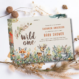 Vild 1 Baby Woodland Animals Cute Rustic Inbjudningar