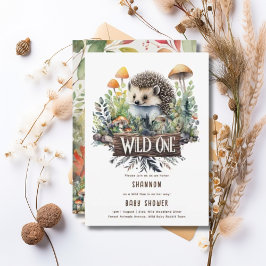 Vild 1 Baby Woodland Animals Hedgehog Rustic Inbjudningar