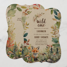 Vild 1 Baby Woodland Animals Rustic Inbjudningar