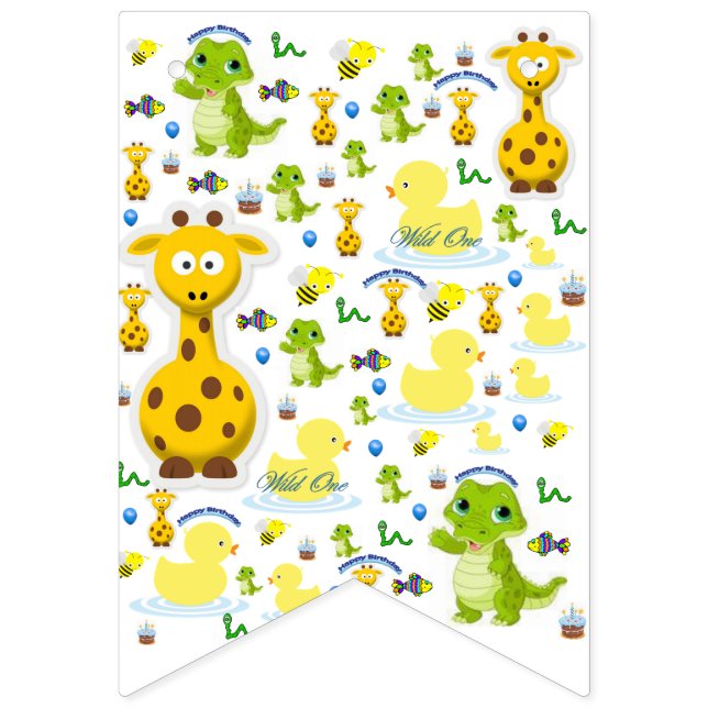 Vild 1 Banderoll för första födelsedag Vimplar (Första flaggan)