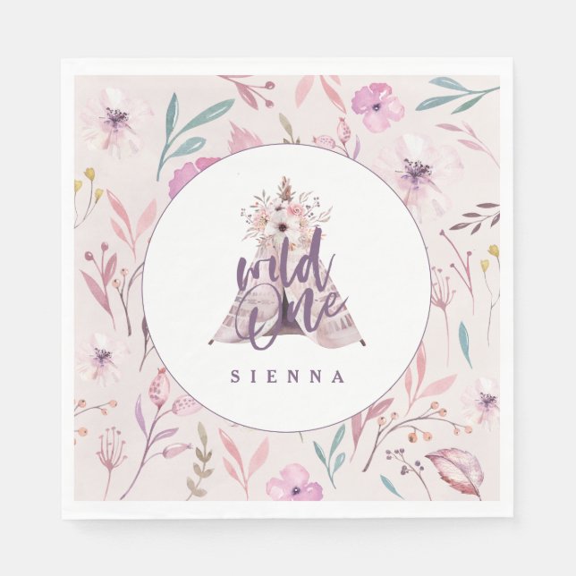 Vild 1 blöjor av teepisk födelsedagsfest pappersservett (Framsidan)