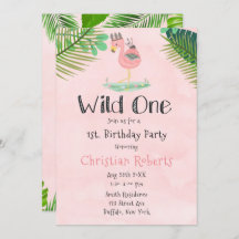 Vild 1 Boho Rosa Flamingo 1:a födelsedagen Party