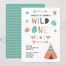 Vild 1 Boho Tribal Girls Birthday Orange Teal
