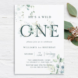 Vild 1 Bottanical First Birthday-inbjudan Inbjudningar
