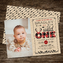 Vild 1 Boys Play Lumberjack 1:a födelsedagsfoto Inbjudningar