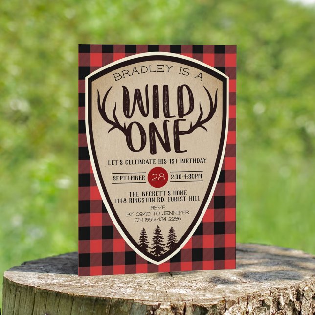 Vild 1 Boys Rustic Play Lumberjack 1:a födelsedage Inbjudningar (Skapare uppladdad)