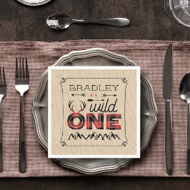 Vild 1 Boys Rustic Play Lumberjack 1:a födelsedage Pappersservett