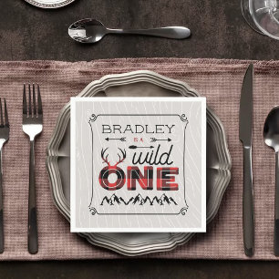 Vild 1 Boys Rustic Play Lumberjack 1:a födelsedage Pappersservett