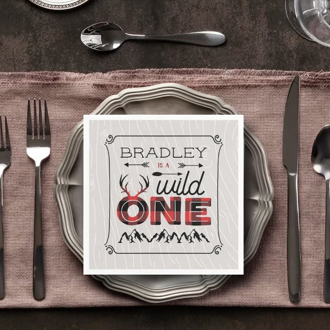 Vild 1 Boys Rustic Play Lumberjack 1:a födelsedage Pappersservett (Skapare uppladdad)