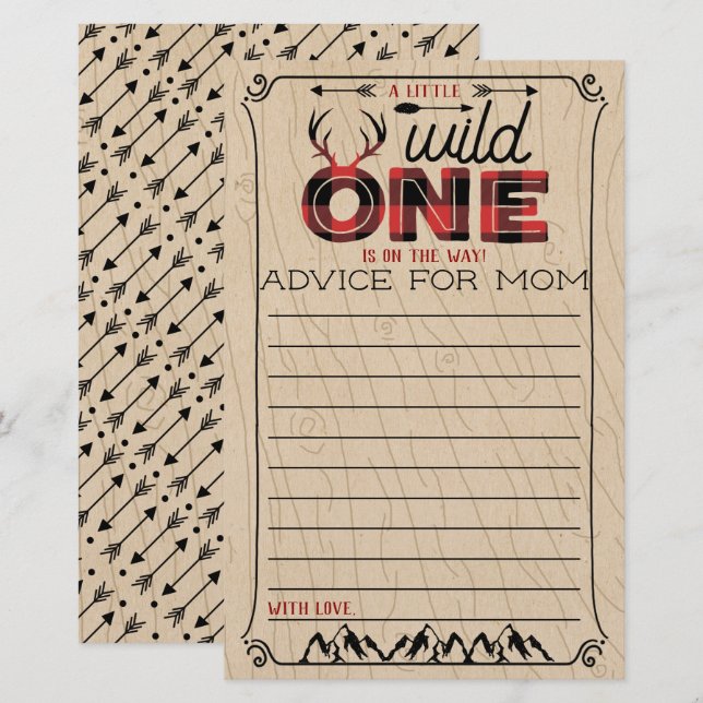 Vild 1 Boys Rustic Play Lumberjack Baby Advice (Fram/baksida)