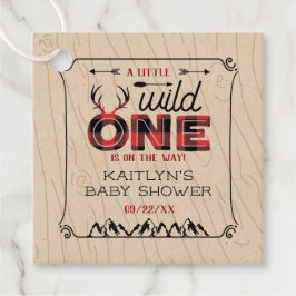 Vild 1 Boys Rustic Play Lumberjack Baby Shower Gåvor Etiketter