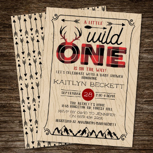 Vild 1 Boys Rustic Play Lumberjack Baby Shower Inbjudningar