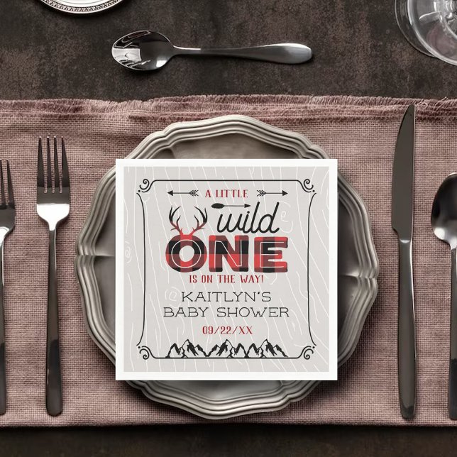 Vild 1 Boys Rustic Play Lumberjack Baby Shower Pappersservett (Skapare uppladdad)