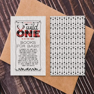 Vild 1 Boys Rustic Play Lumberjack Baby Shower Tilläggskort