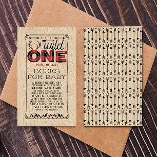 Vild 1 Boys Rustic Play Lumberjack Baby Shower Tilläggskort