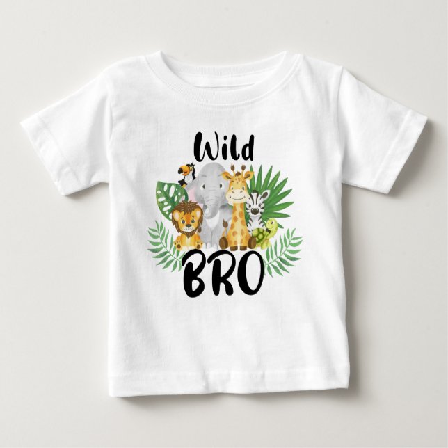 Vild 1 Bro Brother 1:a födelsedag Safari-familjen T Shirt (Framsida)