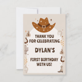 Vild 1 Cowboy Birthday Tack Kort