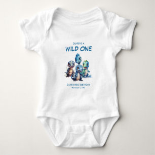 Vild 1 Cute Dinosaur Första Födelsedagsfesten T Shirt