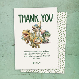 Vild 1 Cute Dinosaur Första Födelsedagsfesten Tack Kort