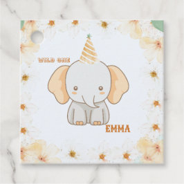 Vild 1 Cute Elephant 1st Birthday Gåvor Etiketter