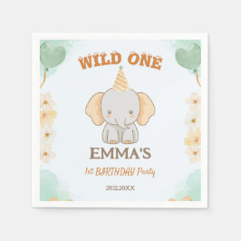 Vild 1 Cute Elephant 1st Birthday Pappersservett