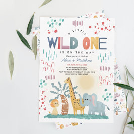 Vild 1 Cute Safari Animals Boy Shower Inbjudningar