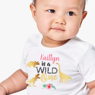Vild 1 Dinosaur Girls 1:a födelsedag T Shirt