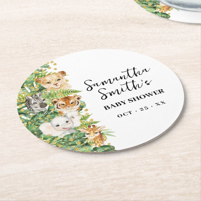 Vild 1 Djursafari Babykläder Underlägg Papper Rund (Vinklad)