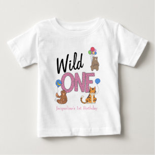 Vild 1:e flickan Safari Jungle Animals första föde T Shirt