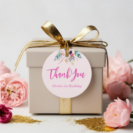 Vild 1 Flickans första födelsedag Tack Gåvor Etiketter