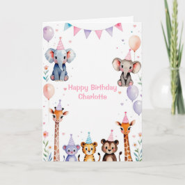 Vild 1 Flickor för spädningsdjur 1:a födelsedag Inbjudan