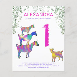 Vild 1 Flickor Goats 1:a födelsedag Party budget Flygblad