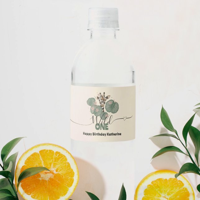 Vild 1 Födelsedagsfest för matrisdjur Vattenflaskor Etikett (Skapare uppladdad)