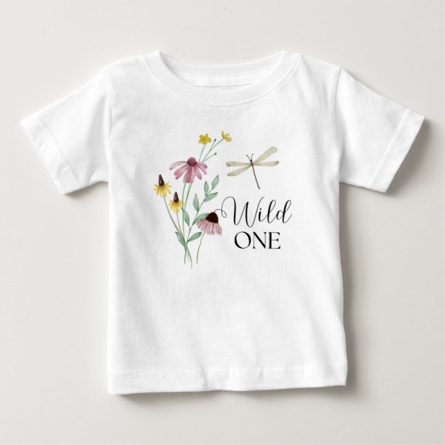 Vild 1 - första Blommigten på födelsedagen T Shirt (Framsida)