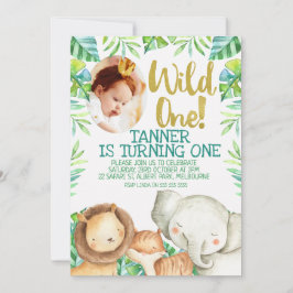 Vild 1-fotodagsinbjudan Safari Inbjudningar