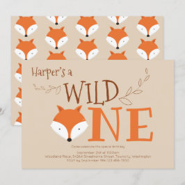 Vild 1 Fox Animal First Birthday Call Inbjudningar