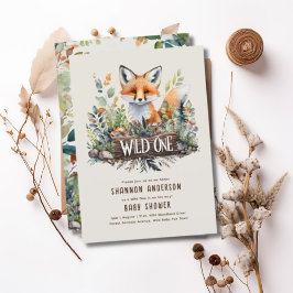Vild 1 Fox Baby Woodland Animals Rustic Inbjudningar