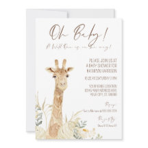 Vild 1 Giraffe White Blommigt Kön Neutral Baby