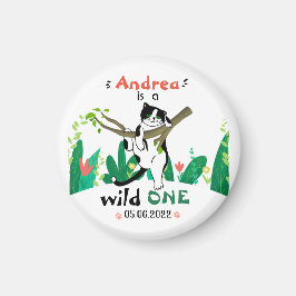 Vild 1 Greenery Safari Kattunge 1:a födelsedag Magnet