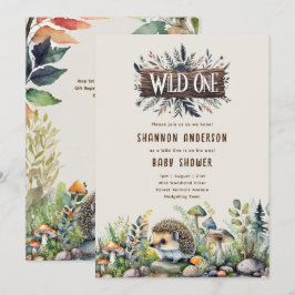 Vild 1 Hedgehog Baby Woodland Animals Inbjudningar