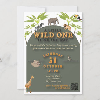 "Vild 1" Jungle Baby Shower-inbjudan (v2) Inbjudningar