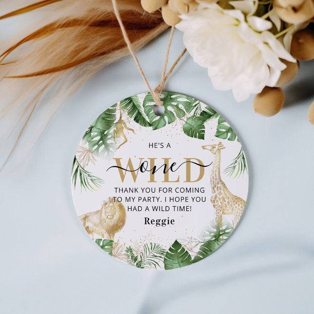 Vild 1 Jungle Birthday Tack Gåvor Etiketter (Skapare uppladdad)